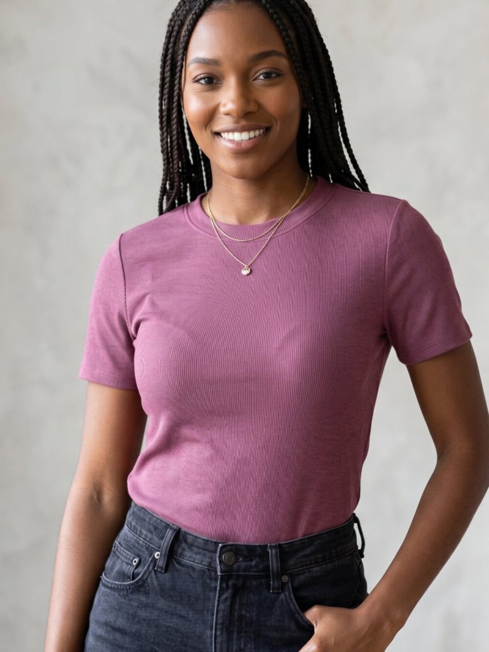 NWT | DB Moon Dusty Purple Ribbed T-Shirt | Quiet Luxury | XL